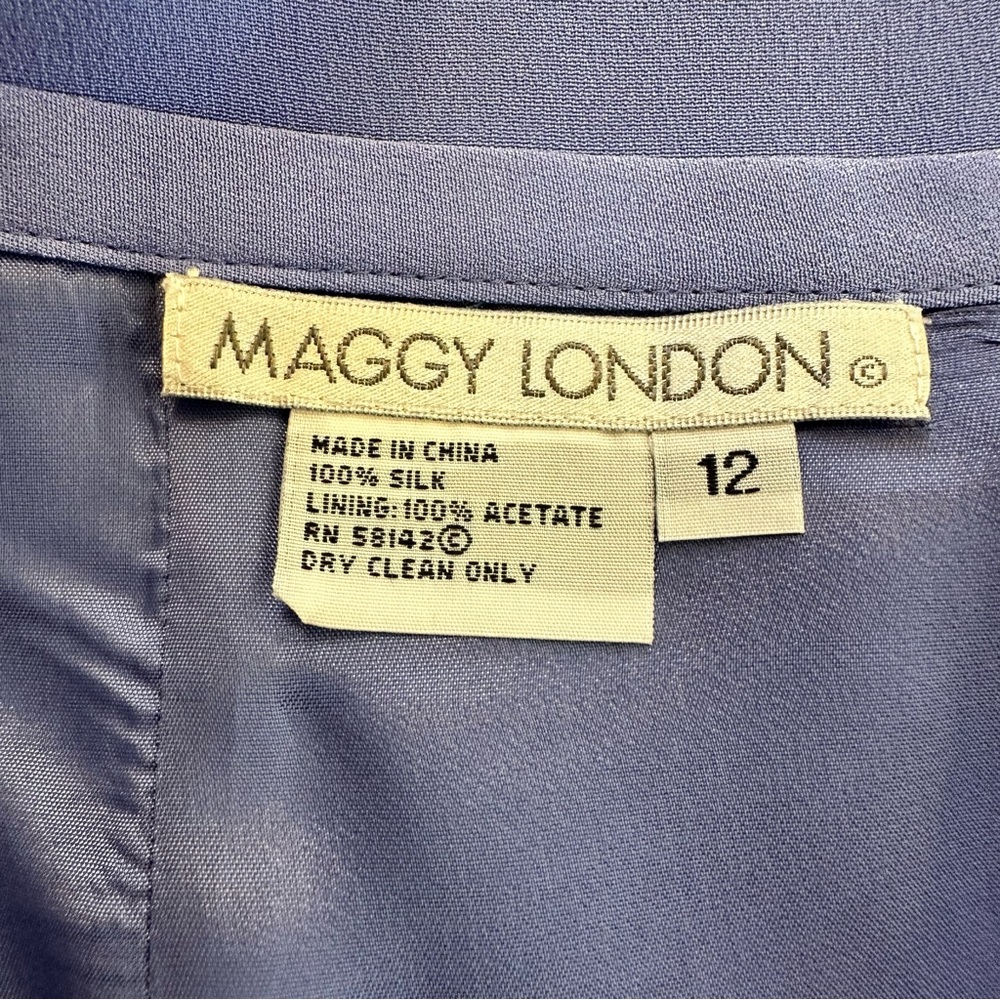 Maggy London 100% Silk 2-Piece Sz 12 Skirt Suit Periwinkle Lined MOB Formal - Picture 12 of 16